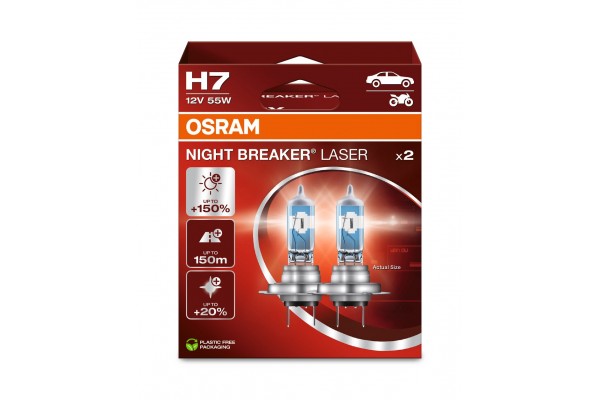 Osram Night Breaker Laser H7 12V 55W PX26d 64210NL‑2HB – σετ 2 τεμ.