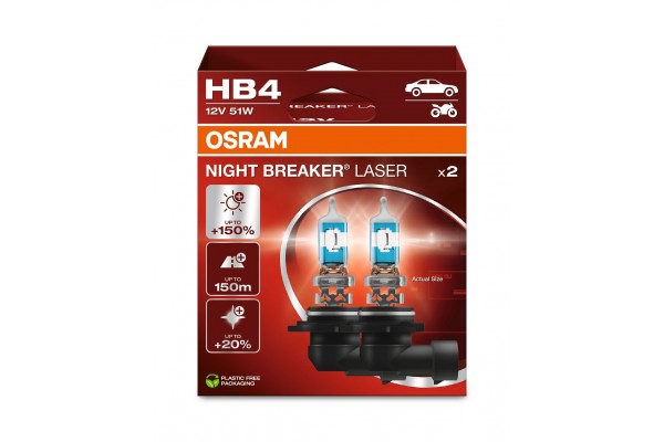 Osram Night Breaker Laser HB4 (9006NL‑2HB) 12 V 51 W – Σετ 2 τεμ.