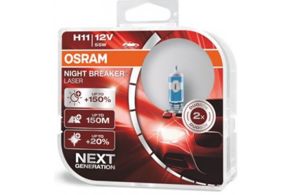 Osram H11 Night Breaker Laser Next Generation 12V 55W +150% Περισσότερο Φως 64211NL-HCB