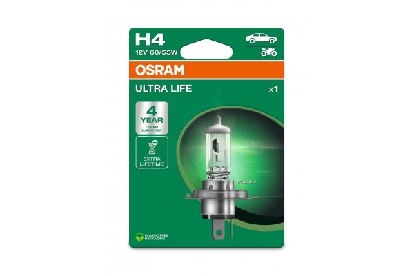 Osram Ultra Life H4 12V 60/55W 64193ULT‑1BL – 1 τεμ.
