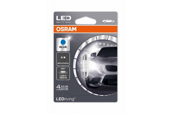 Osram Led Μπλε C5W 0,5 W 12V SV8.5-8  Festoon 36mm 6436BL-01B