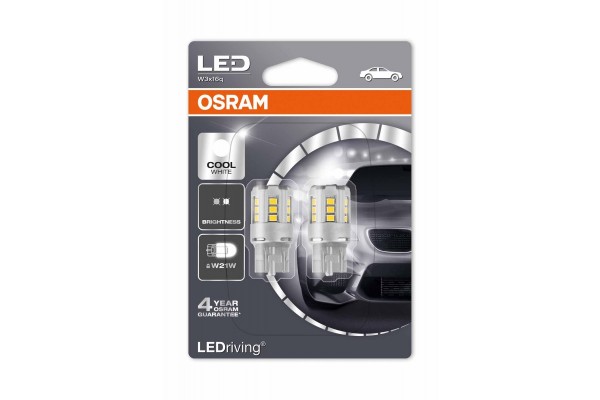 Osram Σετ 2 Led Κιτρινες T20 SC 12V W3x16d W21W 7705YE-02B