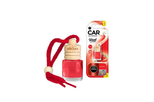 Αρωματικό Αυτοκινήτου Κρεμαστό Μπουκαλάκι Με Ξύλινο Καπάκι Aroma 6ml Με Άρωμα Φράουλα