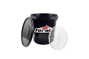 Κουβάς Στρόγγυλος Με Σχάρα Διαχωρισμού Μαύρος Με Καπάκι 18Lt Feral