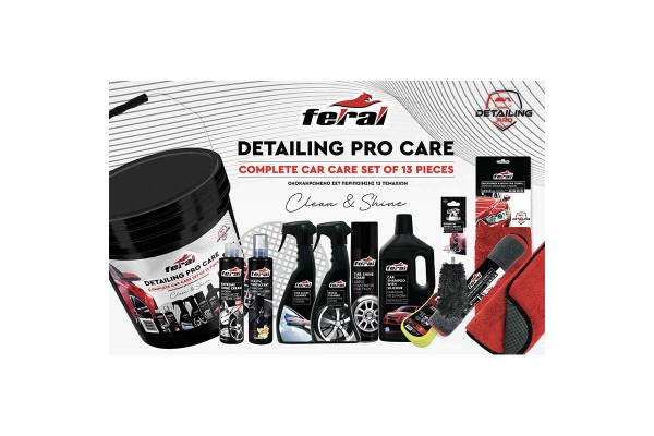 Σετ Περιποίησης Feral Detailing Pro Με Κουβά 18Lt 12 Τεμάχια