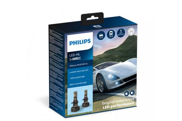 Philips Λάμπες Αυτοκινήτου Ultinon Pro9100 HIR2-9012 LED 5800K Ψυχρό Λευκό 13.2V 20W 2τμχ