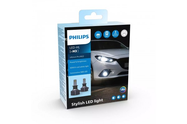 Philips Λάμπες Αυτοκινήτου Ultinon Pro 3022 H3 LED 6000K Ψυχρό Λευκό 12V / 24V 2τμχ