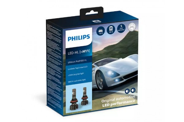 Philips Λάμπες Αυτοκινήτου Ultinon Pro9100 H11 LED 5800K Ψυχρό Λευκό 13.2V 16W 2τμχ