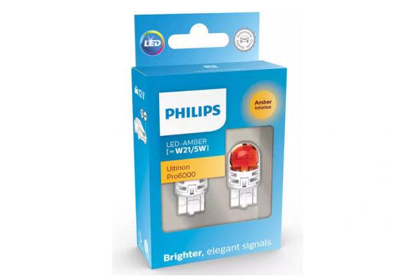 Philips Ultinon Pro6000 W21/5W LED Amber 12V 11066AU60X2 – Λάμπες Φλας/Θέσης – 2 τεμ