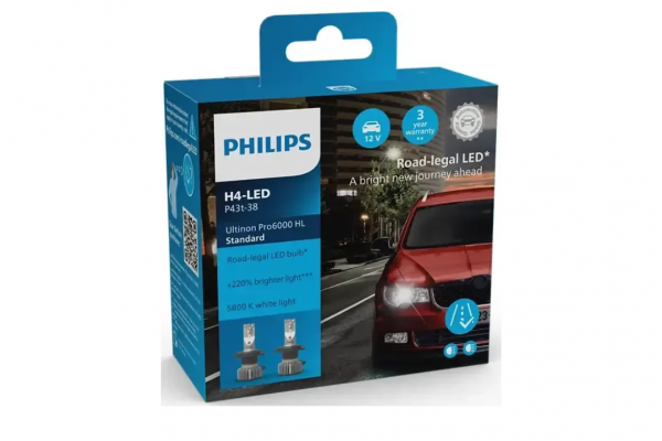 Philips Ultinon Pro6000 H4 LED 12V 20W 11342U60SX2 – Σετ 2τμχ