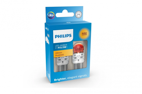 Philips Ultinon Pro6000 P21/5W LED Amber 12V 11499AU60X2 – Λάμπες Φλας/Θέσης – 2 τεμ