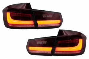 Πίσω Φώτα Full Led Bar Κατάλληλα Για Bmw Σειρά 3 F30 Pre Lci & Lci (2011-2019) Κόκκινα Διαφανή Με Δυναμικό Διαδοχικό Φως Φλας