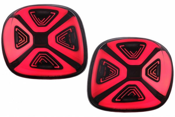 Πίσω Φώτα Led Κατάλληλα Για Smart Fortwo C453 A453 Forfour W453 (2014-2019) Δυναμική Οθόνη Εκκίνησης Κόκκινο Διαφανές