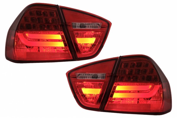 Πίσω Φώτα Led Κατάλληλα Για Bmw Σειρά 3 E90 (2005-2008) Μπάρα Φωτισμού Led Lci Design Κόκκινο Διαφανές