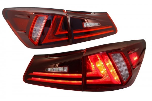 Πίσω Φώτα Full Led Κατάλληλα Για Lexus Is XE20 (2006-2012) Light Bar Facelift Νέο XE30 Κόκκινο Διαφανές