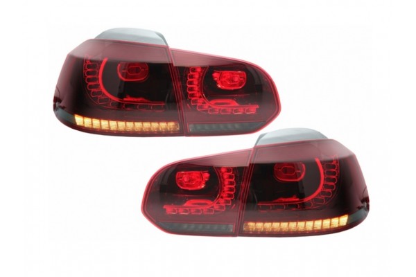 Πίσω Φώτα Full Led Κατάλληλα Για Vw Golf 6 Vi (2008-2013) R20 Design Κόκκινο Φως Φλας Με Στατικό Φλας