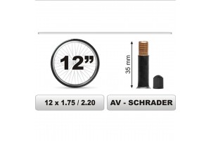 Carcommerce Σαμπρελα Ποδηλατου 12χ1.75/2.20 Μεγαλη Βαλβιδα (35mm)