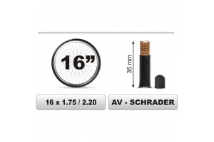 Carcommerce Σαμπρελα Ποδηλατου 16χ1.75/2.20 Μεγαλη Βαλβιδα (35mm)