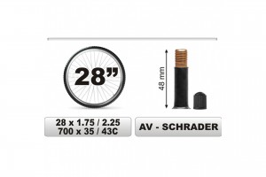 Carcommerce Σαμπρελα Ποδηλατου 28χ1.75/2.25 Μεγαλη Βαλβιδα (48mm)
