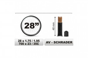Carcommerce Σαμπρελα Ποδηλατου 28χ1.75/1.95 Μεγαλη Βαλβιδα (48mm)