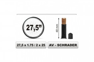 Carcommerce Σαμπρελα Ποδηλατου 27,5χ1.75/2x25 Μεγαλη Βαλβιδα (48mm)