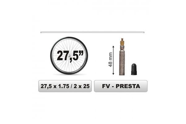 Σαμπρελα Ποδηλατου 27.5x1.75/2x25 Μεγαλη Βαλβιδα 48mm Car Commerce - 1 ΤΕΜ.