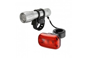 Σετ Φωτα Ποδηλατου Εμπροσθιο 9xLED 4 Λειτουργιες - Οπισθιο 3xLED 4 Λειτουργιες Μπαταριας Car Commerce