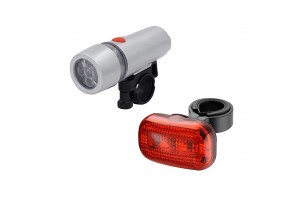 Σετ Φωτα Ποδηλατου Εμπροσθιο 5xLED 4 Λειτουργιες - Οπισθιο 3xLED 4 Λειτουργιες Μπαταριας Car Commerce