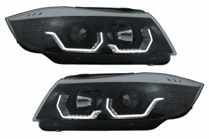 Προβολείς Led 3D Angel Eyes Κατάλληλοι Για Bmw Σειρά 3 E90 Limousine E91 Touring (03.2005-08.2008) Lhd Μαύροι