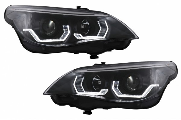 Προβολείς Led 3D Angel Eyes Κατάλληλοι Για Bmw Σειρά 5 E60 E61 (2003-2007) Lci Design