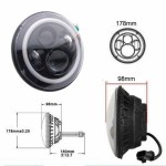 Προβολείς Led Cree 7 Ιντσών Amber Halo Drl Κατάλληλοι Για Jeep Wrangler Jk Tj Lj Land Rover Defender Mercedes W463 Μαύροι