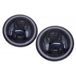 Προβολείς Led Cree 7 Ιντσών Amber Halo Drl Κατάλληλοι Για Jeep Wrangler Jk Tj Lj Land Rover Defender Mercedes W463 Μαύροι