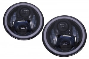 Προβολείς Led Cree 7 Ιντσών Amber Halo Drl Κατάλληλοι Για Jeep Wrangler Jk Tj Lj Land Rover Defender Mercedes W463 Μαύροι