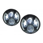 Προβολείς Cree Led 7 Ιντσών Κατάλληλοι Για Jeep Wrangler Jk (2007-2017), Mercedes G-Class W463 (1989-2017), Land Rover Defender Half Halo Μαύροι