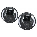 Προβολείς Cree Led 7 Ιντσών Κατάλληλοι Για Jeep Wrangler Jk (2007-2017), Mercedes G-Class W463 (1989-2017), Land Rover Defender Half Halo Μαύροι