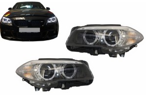 Προβολείς Angel Eyes Led Bi-Xenon Κατάλληλοι Για Bmw Σειρά 5 F10 F11 (2011-2013) Lci Look Black