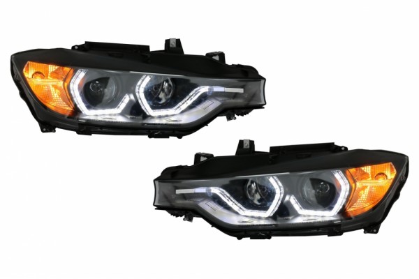 Προβολείς Angel Eyes Led Drl Κατάλληλα Για Bmw Σειρά 3 F30 F31 Sedan Touring (10.2011-05.2015) Μαύροι