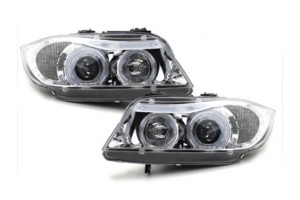 Προβολείς Angel Eyes Κατάλληλοι Για Bmw Σειρά 3 E90 E91 (03.2005-08.2008) Χρωμιωμένοι