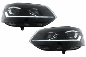 Προβολείς Full Led Drl Κατάλληλοι Για Vw Transporter Caravelle Multivan T5.1 Facelift (2010-2015) Μαύροι