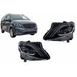 Προβολείς Full Led Κατάλληλοι Για Mercedes V-Class Vito W447 (2014-2024) Μαύρα Δυναμικά Φώτα Φλας