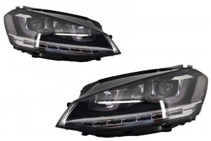 Προβολείς 3D Led Drl Κατάλληλοι Για Vw Golf 7 Vii (2012-2017) Ασημί R-Line Led Με Ροή Δυναμικών Διαδοχικών Φώτων Στροφής