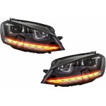 Προβολείς 3D Led Drl Κατάλληλοι Για Vw Golf 7 Vii (2012-2017) Κοκκινοι R20 Gti Look Led Με Ρέοντα Φώτα Στροφής