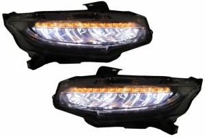Προβολείς Full Led Κατάλληλοι Για Honda Civic Mk10 FC/FK (2016-και μετά) Sedan & Hatchback Με Διαδοχικά Δυναμικά Φώτα Στροφής