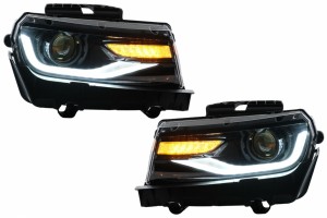 Προβολείς Led Drl Κατάλληλοι Για Chevrolet Camaro Mk5 Facelift (2014-2015) Διαδοχικά Πορτοκαλί Δυναμικά Φώτα Στροφής Μετατροπή Σε Εμφάνιση 2016+