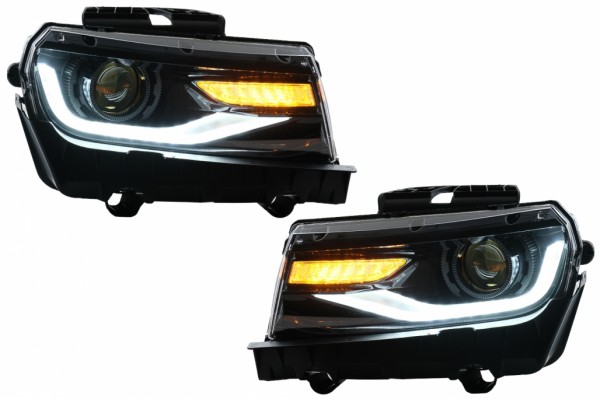 Προβολείς Led Drl Κατάλληλοι Για Chevrolet Camaro Mk5 Facelift (2014-2015) Διαδοχικά Πορτοκαλί Δυναμικά Φώτα Στροφής Μετατροπή Σε Εμφάνιση 2016+