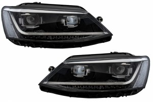 Προβολείς Led Drl Κατάλληλοι Για Vw Jetta Mk6 Vi (2011-2017) Δυναμικά Φώτα Στροφής Xenon Matrix Design