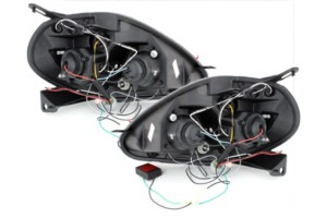 Προβολείς Κατάλληλοι Για Fiat Grande Punto (09.2005-2008) Angel Eyes 2 Halo Ζάντες Μαύροι