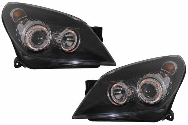 Προβολείς Κατάλληλοι Για Opel Astra H (03.2004-2009) Angel Eyes 2 Halo Ζάντες Μαύροι
