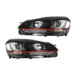 Προβολείς Κατάλληλοι Για Vw Golf 6 Vi (2008-2012) Golf 7 3D Led Drl U-Design Led Flowing Turning Light Red Stripe Gti