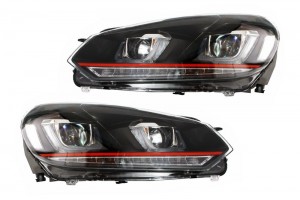 Προβολείς Κατάλληλοι Για Vw Golf 6 Vi (2008-2012) Golf 7 3D Led Drl U-Design Led Flowing Turning Light Red Stripe Gti